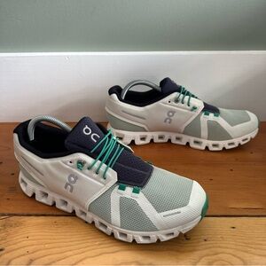 On Cloud 5 Push Men 10 69.98354 Sneakers White Green Blue Low Top Running Shoes